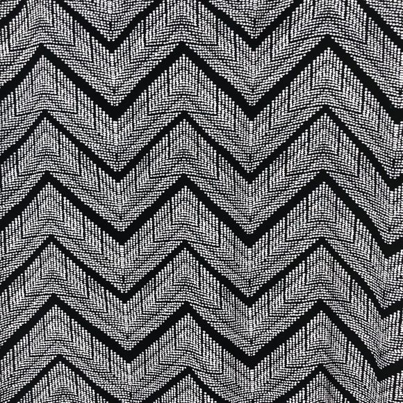 Casual Black & White Chevron Blouse Pullover w/Cuffed Cap Sleeves SZ L - Picture 7 of 7